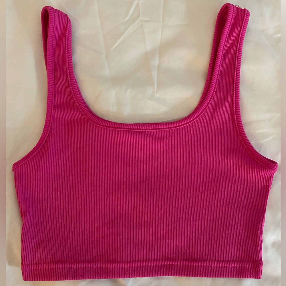 Pink Ribbed Women's Crop Top